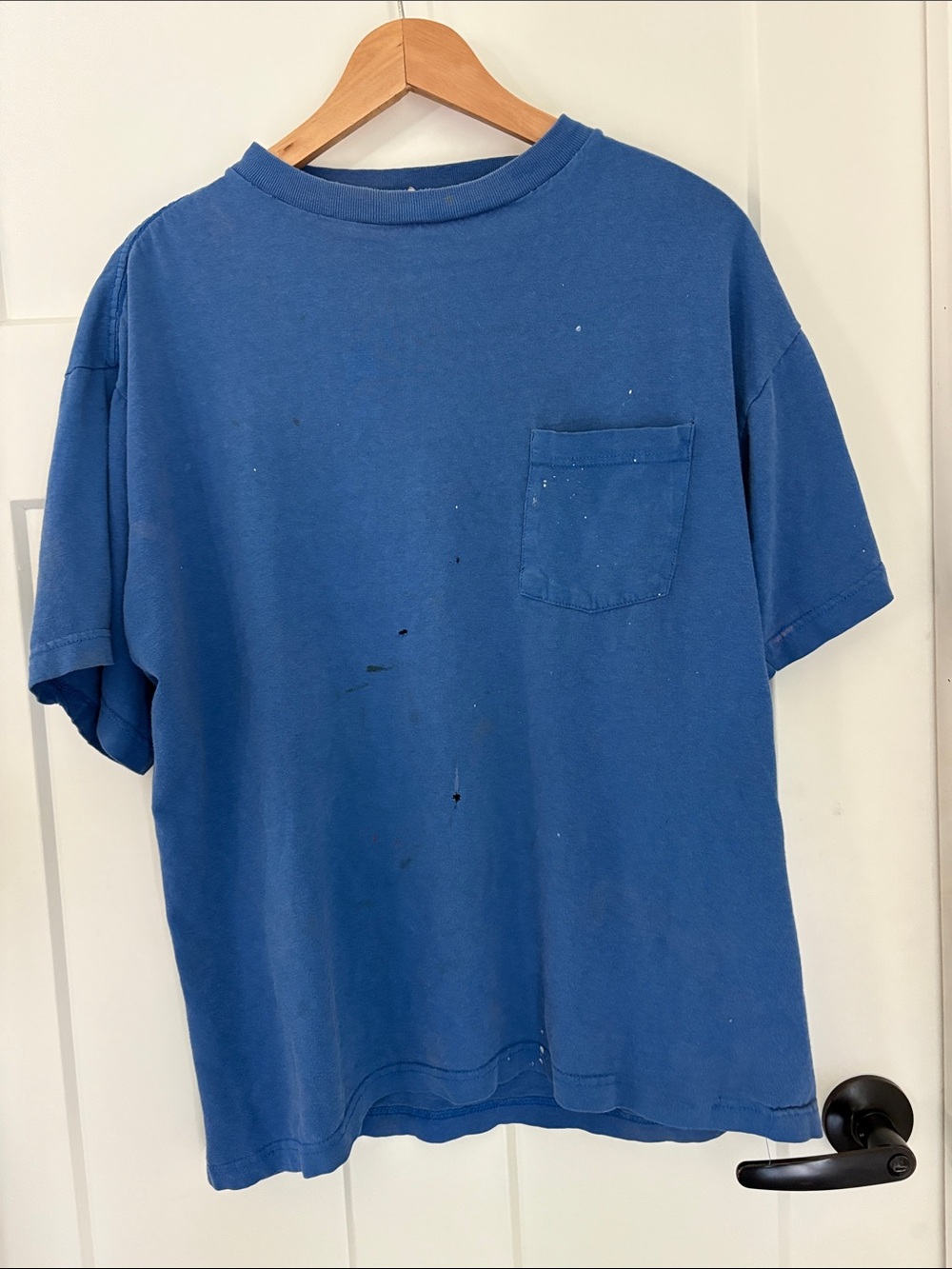 100% worn in cotton Blue Pocket T-Shirt